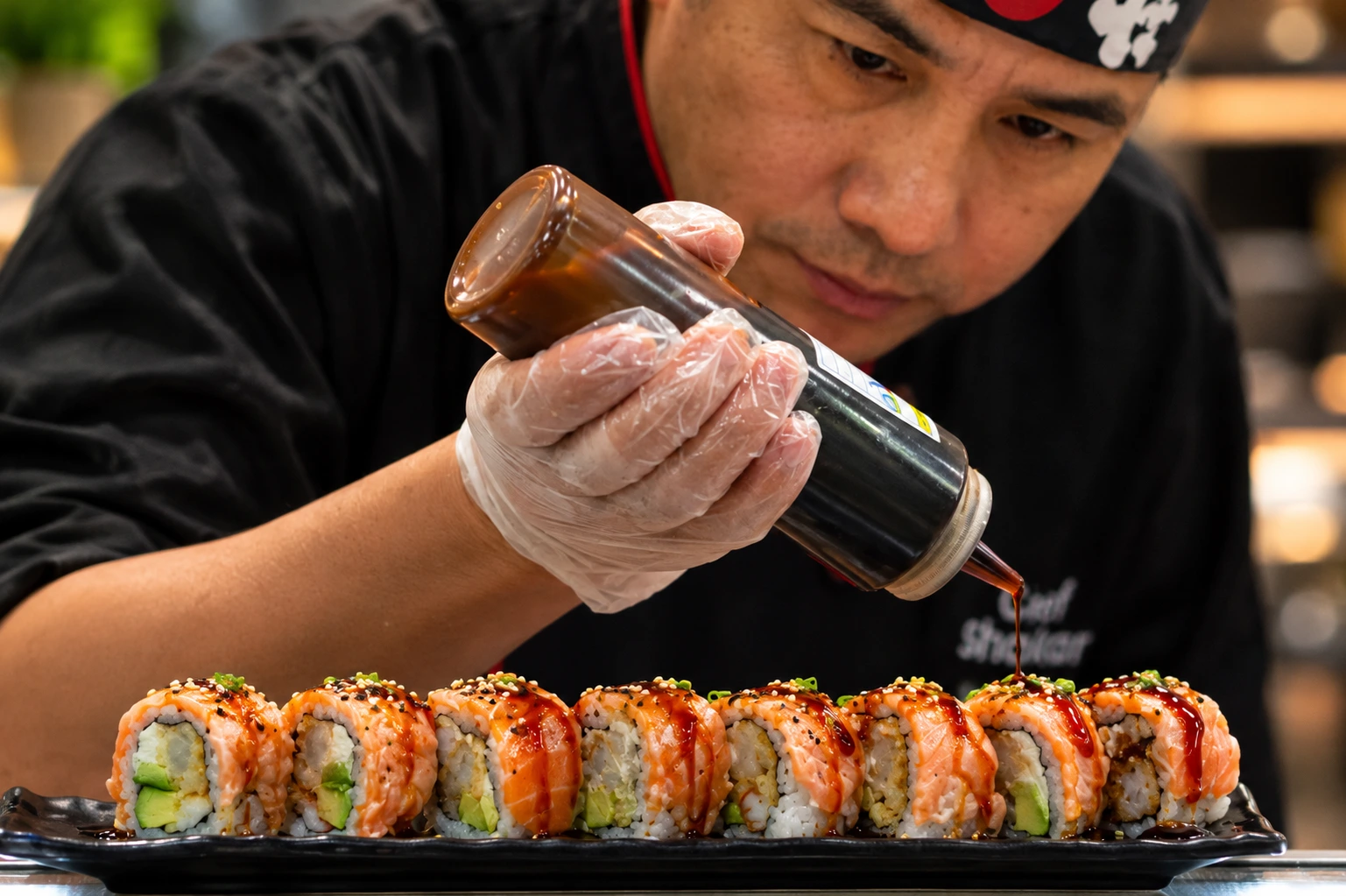 Chef preparing sushi at Maré de Lisboa