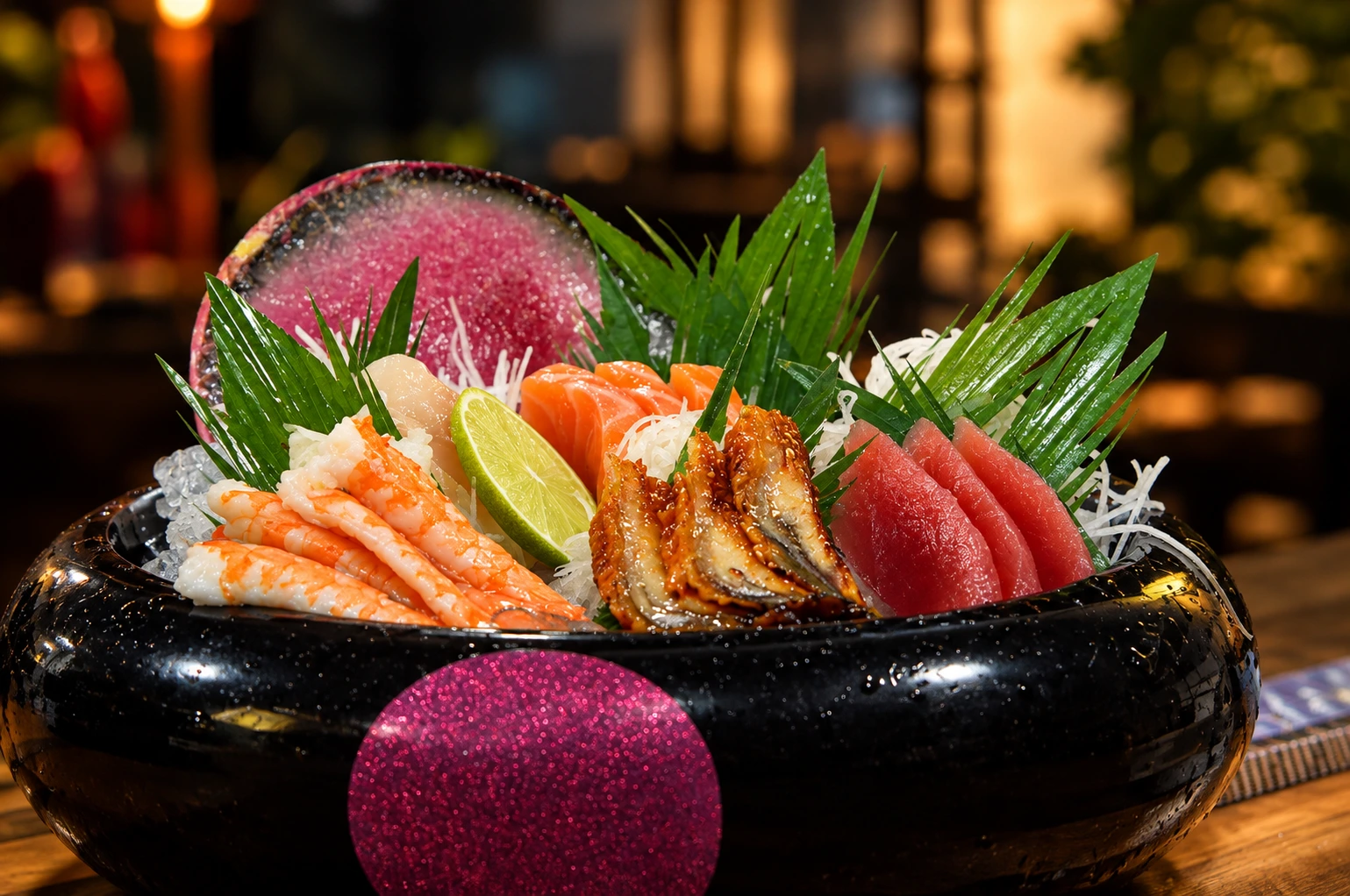 Sashimi platter served on ice