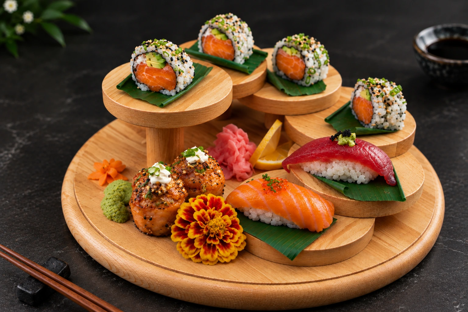 Sushi being prepared at Maré de Lisboa